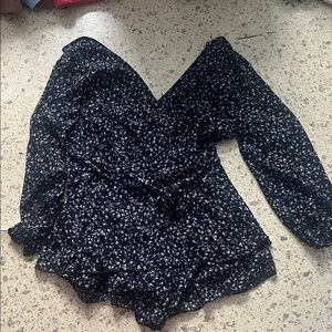 Floral navy and White Women's romper